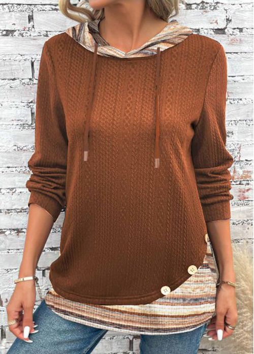 Modlily Multi Color Patchwork Long Sleeve Hoodie