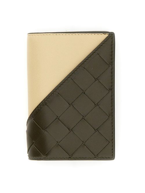 "diagonal" braided medium bi-fold wallet