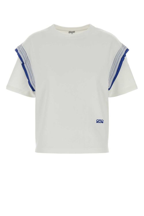Ribbed Nylon Trim T-Shirt — White