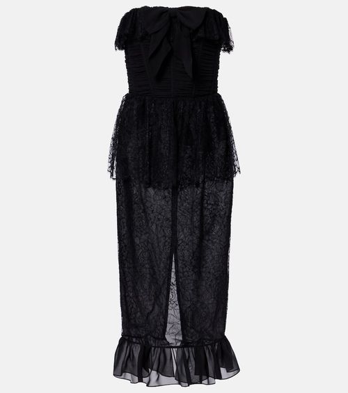 Lace and silk georgette bustier dress