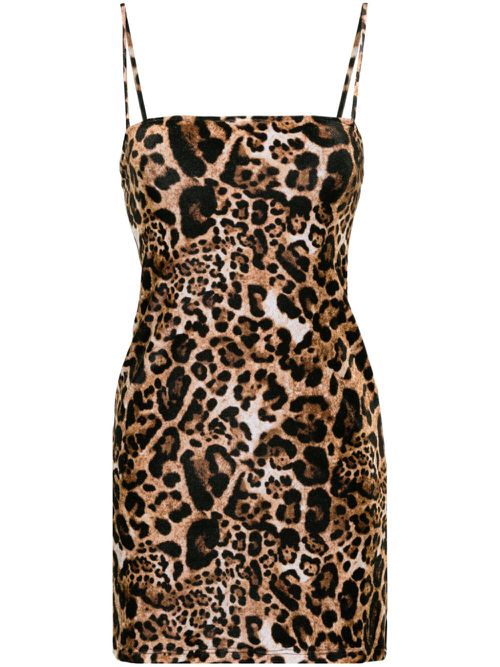 Leopard-print velvet minidress - Neutrals