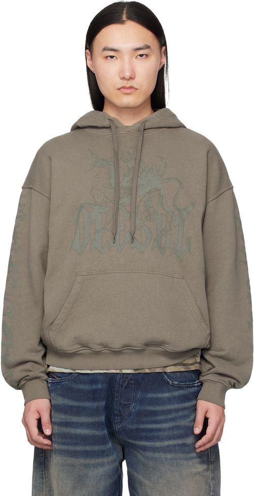 Brown Griffin Print Treated Hoodie
