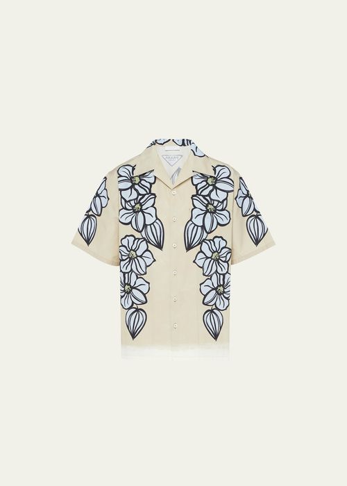 Men's Floral-Print Cotton Camp Shirt