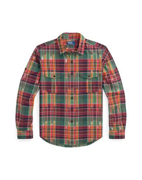 Classic Fit Madras Workshirt Man Shirt Red Size M Cotton