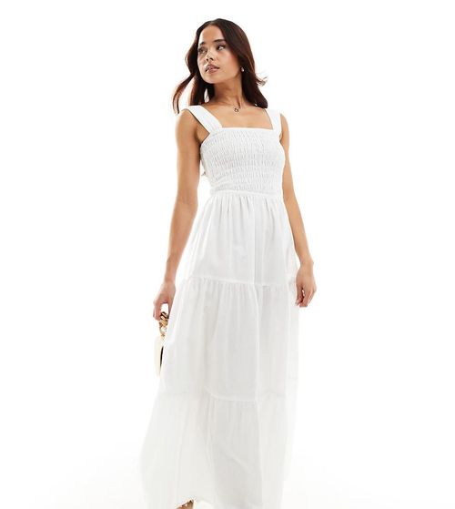 Esmee Exclusive shirred waist maxi summer dress in white