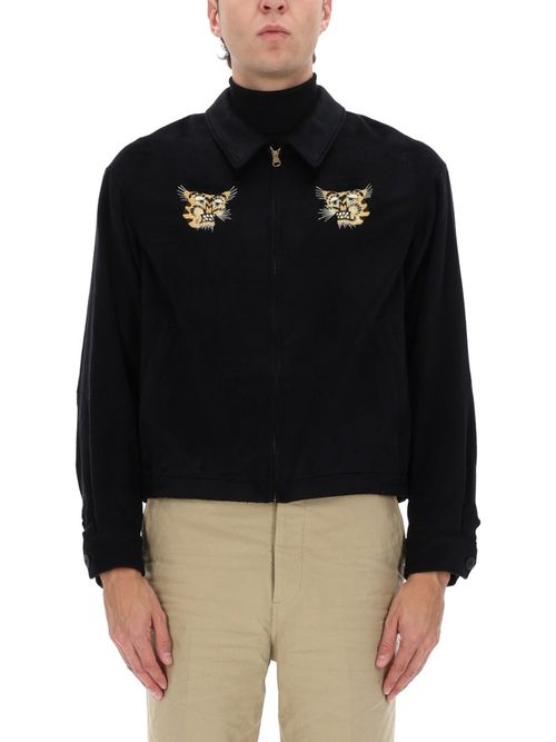 Embroidered Tiger Zip Front Jacket