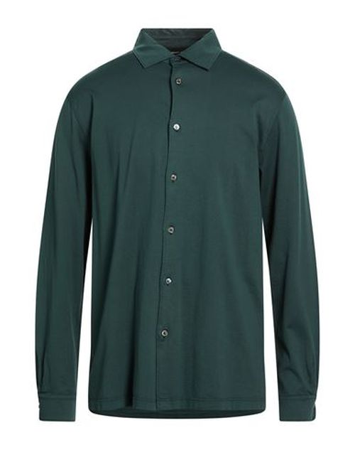 Man Shirt Dark green Size 36 Cotton