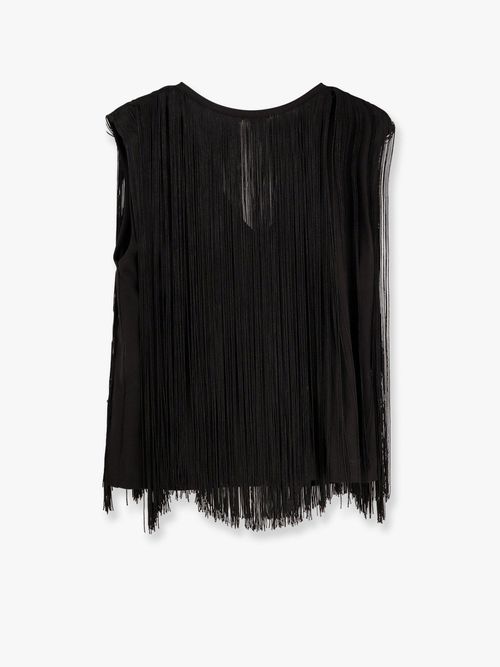 Nude Cotton And Viscose Top With Fringe