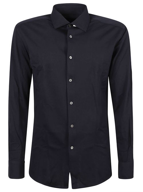 Round Hem Slim Plain Shirt