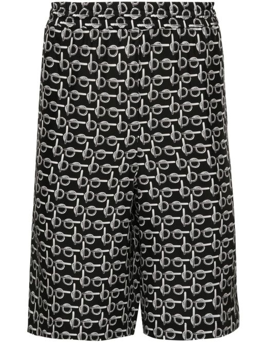 B elasticated-waistband silk shorts - Black