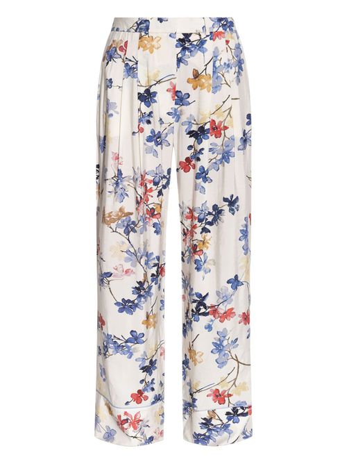 Floral-print wide-leg trousers - White