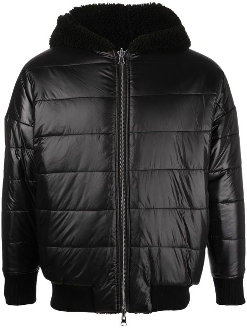 Logo-motif hooded bomber jacket - Black