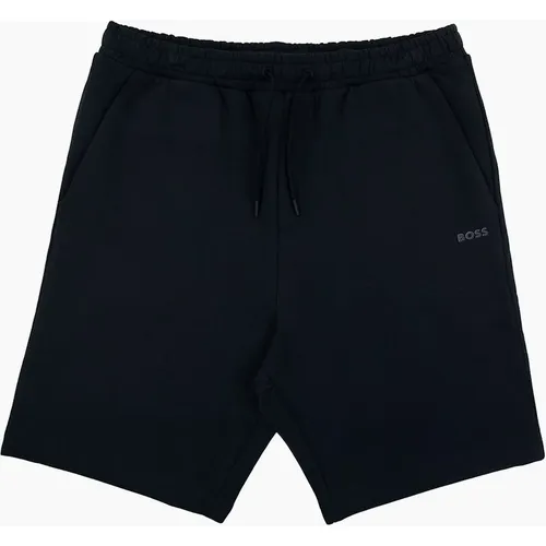 Men's Hugo Boss Headlo Cotton Branded Shorts Navy 402 - Black