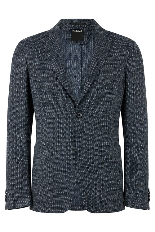 Single-Breasted Cashmere-Linen Blend Jacket