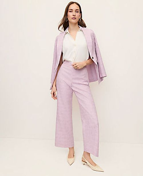 Ann Taylor The Petite Side Zip Straight Pant in Tweed