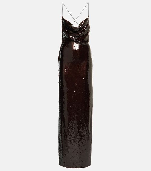 Sequined draped gown