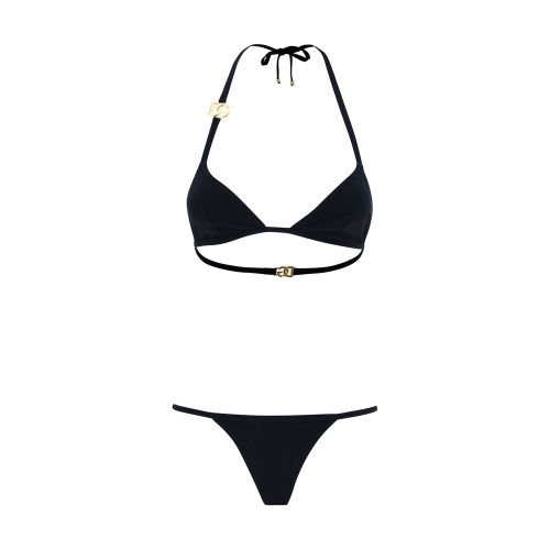 Triangle with Gold Plaque Bikini — Black