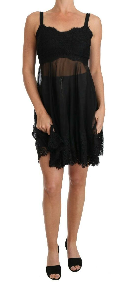 Silk Lace Chemise — Black