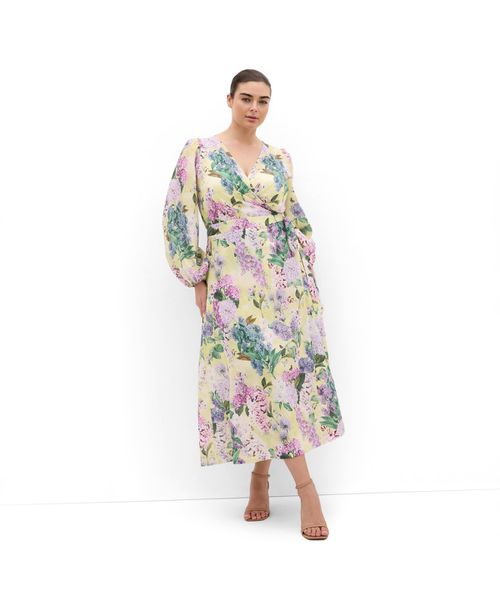 Women's Anastasia Hydrangea Print Wrap Maxi Dress - Lemon hydrandra