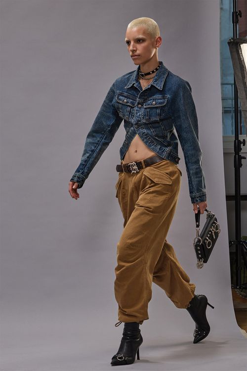 R13 Skinny Wrap Around Trucker Jacket - Melvin Blue Stretch