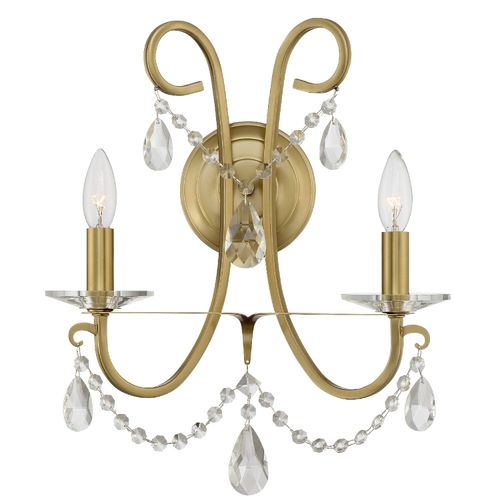 Othello 2-Light Wall Sconce in Vibrant Gold with Swarovski Spectra Crystal Crysta
