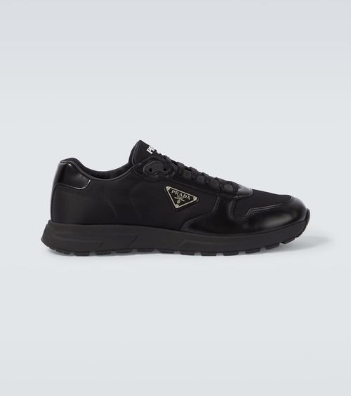 Logo leather-trimmed sneakers