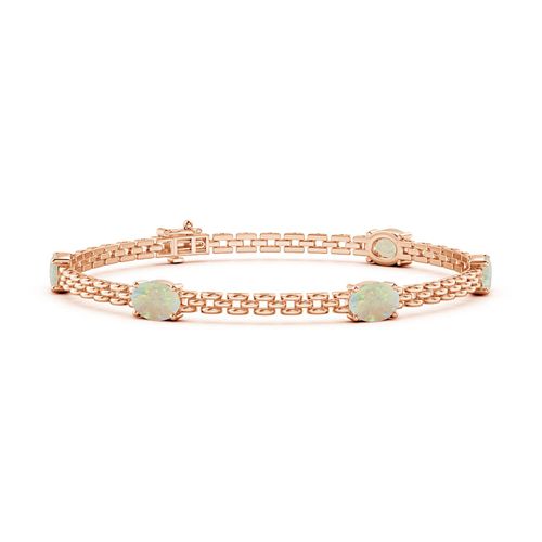Angara 2.25 Carats Five Stone Oval Opal Station Link Bracelet in 14K Rose Gold