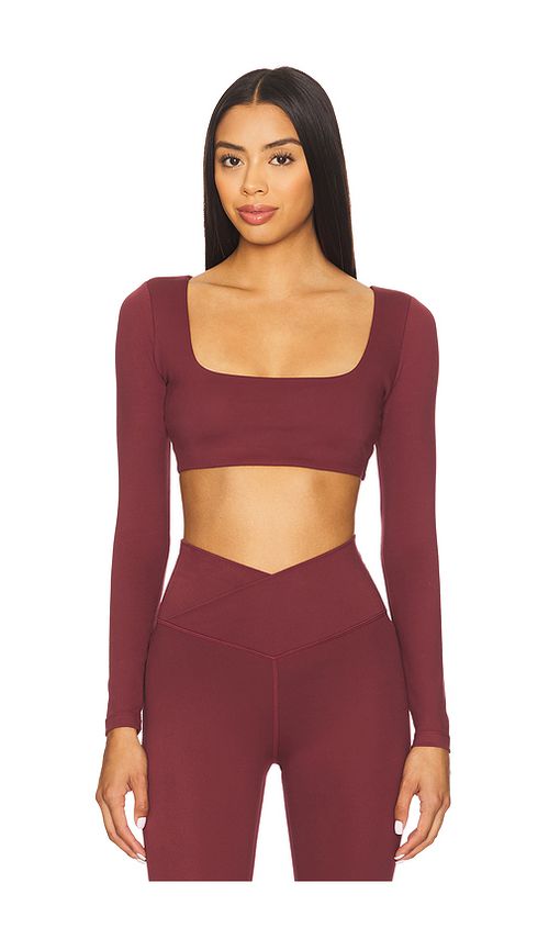 WellBeing + BeingWell FlowWell Lara Long Sleeve Top in Burgundy. XS. Also in L, M, S