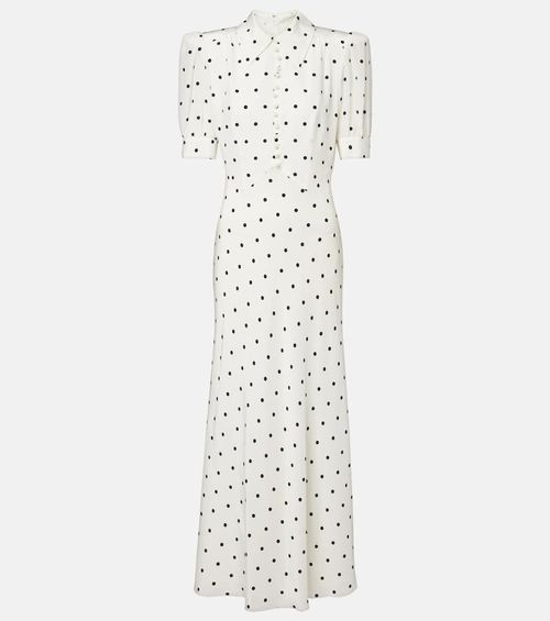 Polka-dot silk midi dress