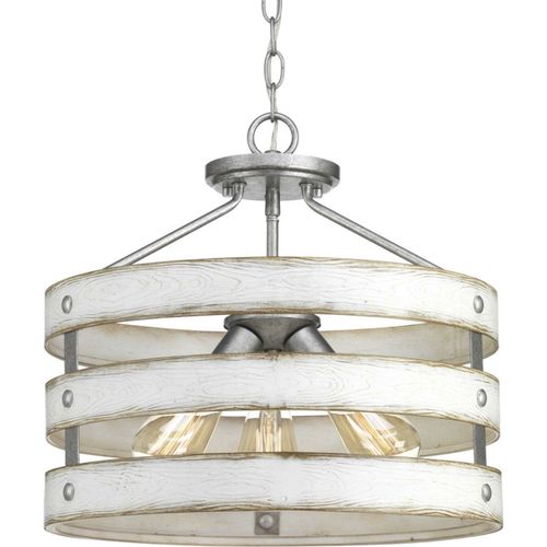 Galvanized Finish Three Light Semi-Flush Convertible from the Gulliver Collection