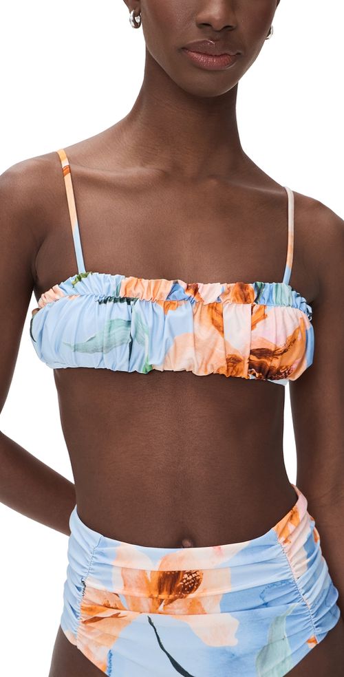 Sunspell Ruched Bikini Top Watercolor Floral