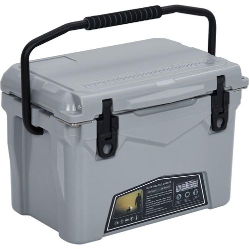 Garvee Rotomolded Hard Cooler – Portable Insulated Ice Chest with Heavy Duty Handle, 5-Day Ice Retention, Metal Cup Holder, Fish Ruler, Drain Plug, Leak-Proof Design for Camping, Beach, Picnic, BBQ, Fishing