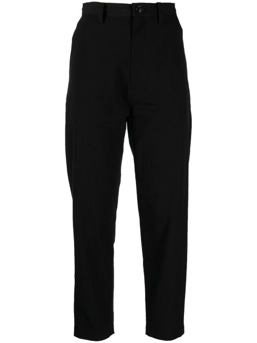 High-waisted cropped trousers - Black