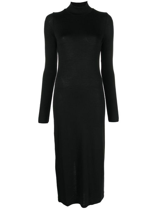 Roll-neck jersey knit dress - Black