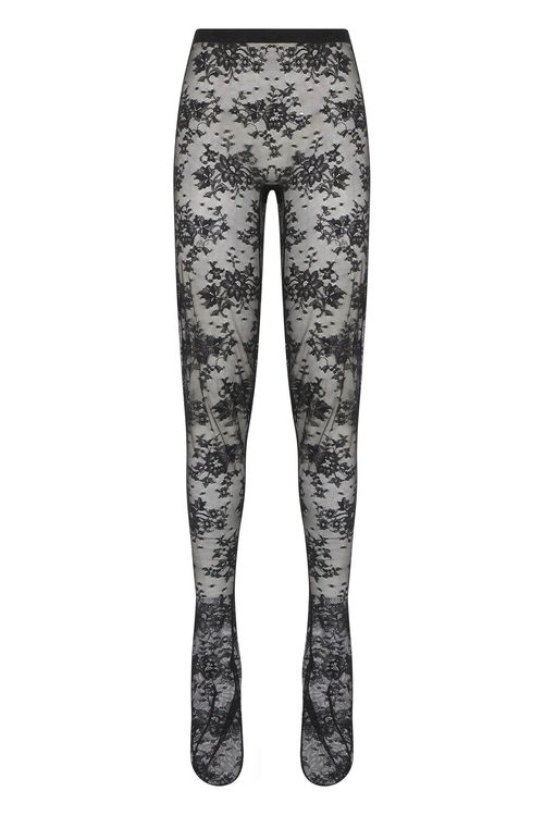 Floral Lace Leggings — Grey