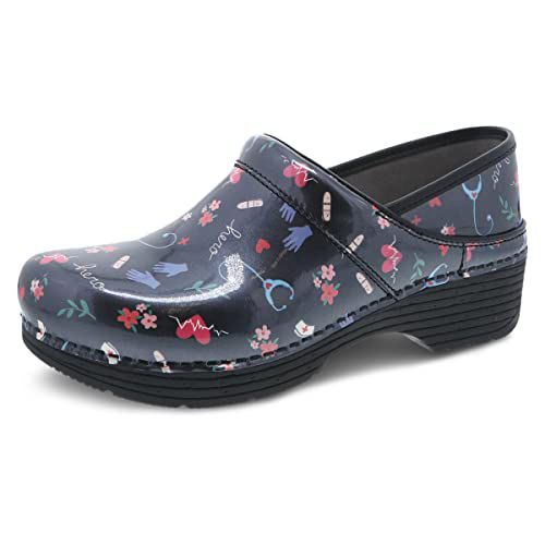 Dansko LT Pro Clogs for Women – Lightweight Rocker Bottom Footwear for Comfort and Support – Ideal for Long Standing Professionals Blue Dash Clogs