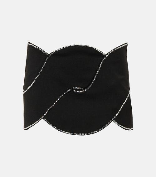 Area Latticed embellished wool miniskirt