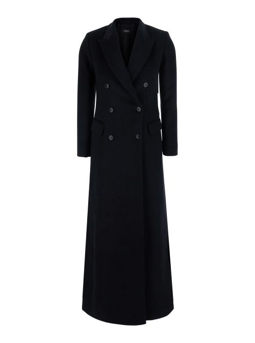 Double-Breasted Long Coat — Black