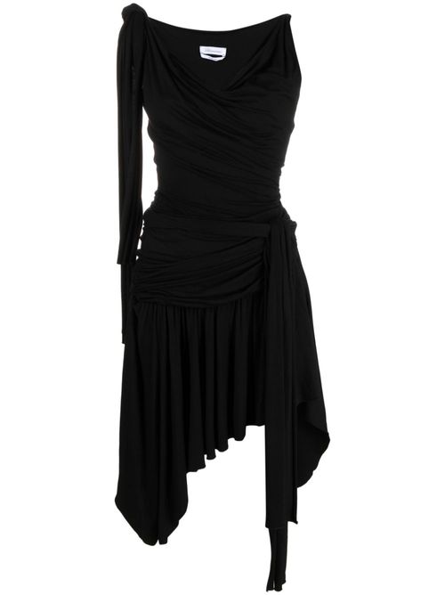 V-neck asymmetric mini dress - Black