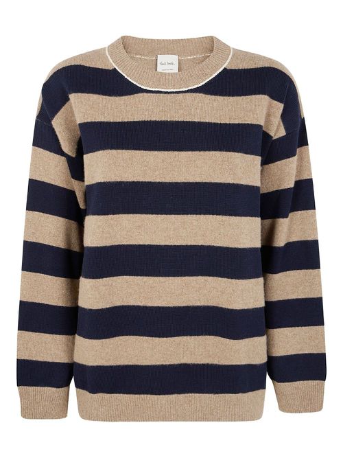 Striped crew-neck sweater - Neutrals