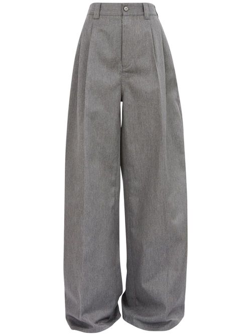 Pleat-detailed twill trousers - Grey