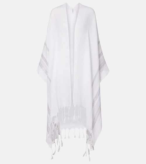 Fringed linen poncho