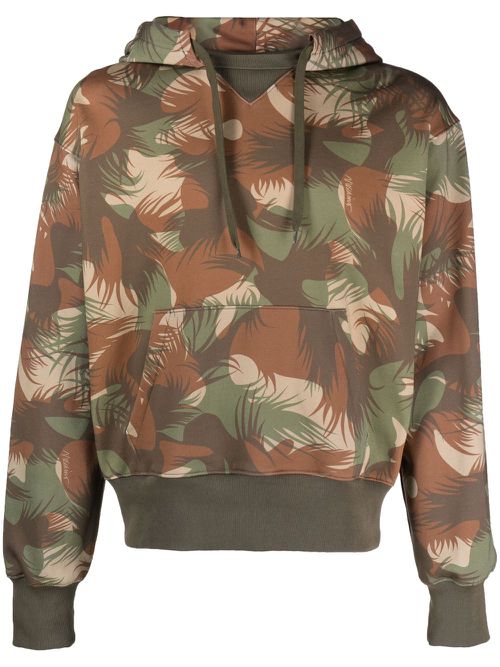 Palm tree-print cotton hoodie - Green