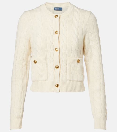 Cable-knit wool and cashmere cardigan