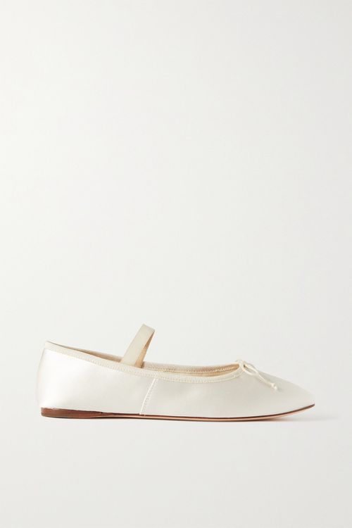 + Net Sustain Leonie Grosgrain-trimmed Satin Ballet Flats - Ivory