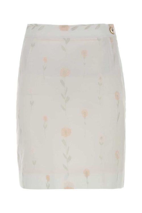 Floral Cotton Blend Crotch Mini Skirt