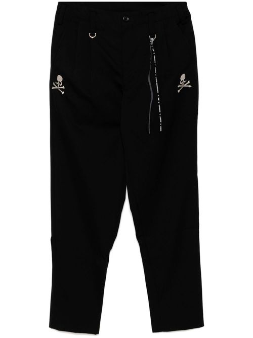 Embroidered-logo tapered trousers - Black