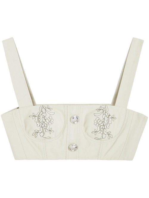 Floral-jacquard cropped top - Neutrals