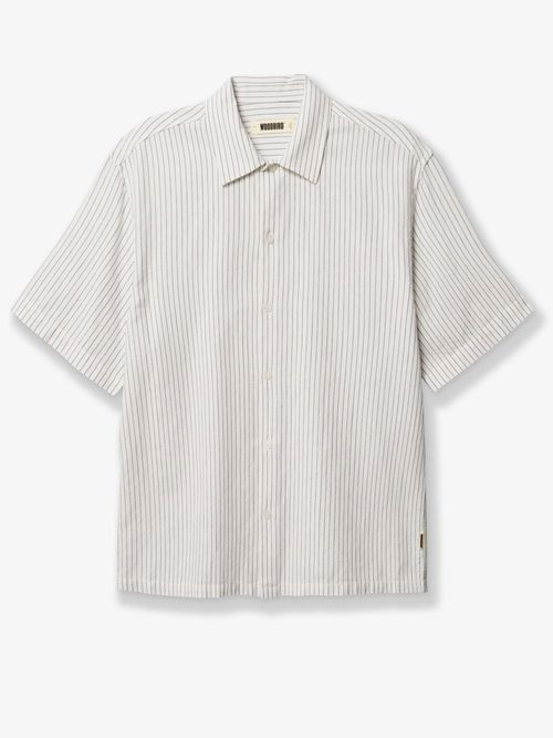 Striped Linen-Cotton Shirt — White
