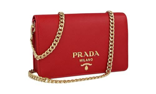 Prada Women's 1BP006 NZV F068Z Red Saffiano Leather Shoulder Bag